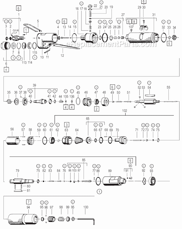 Page A Diagram and Parts List for 15STHFC40Q  Cleco Ratchet