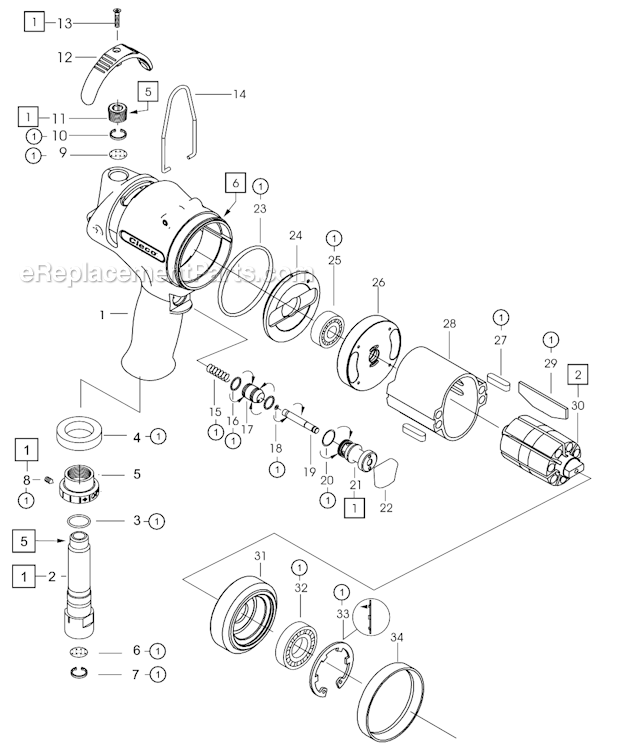 Page A Diagram and Parts List for 160PH456  Cleco Ratchet