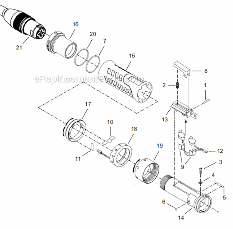 Page A Diagram and Parts List for 18EAE16S131  Cleco Ratchet