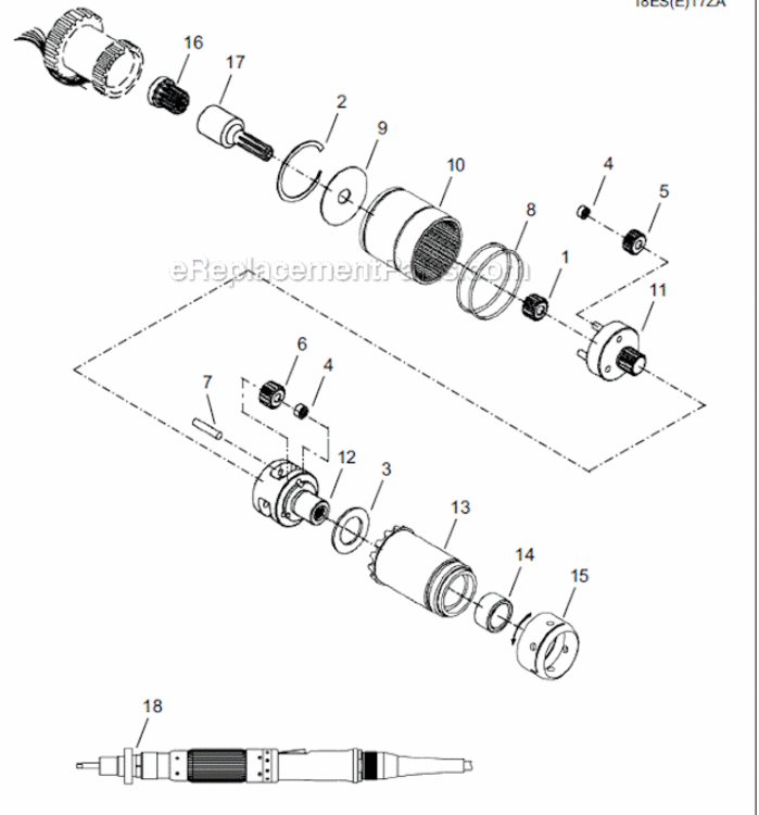 Page C Diagram and Parts List for 18ES12ZA  Cleco Ratchet