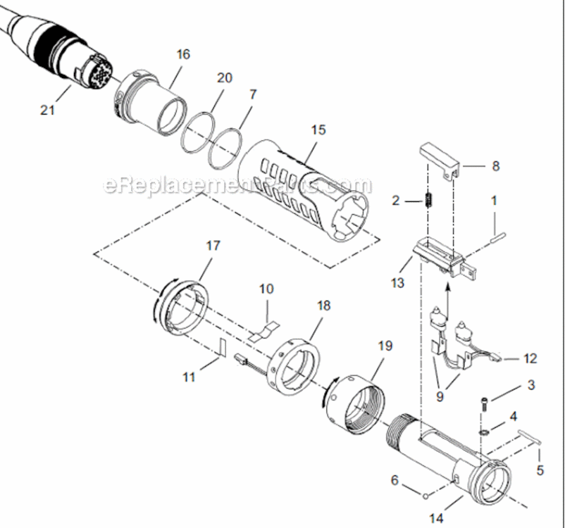 Page A Diagram and Parts List for 18ESE12ZA  Cleco Ratchet