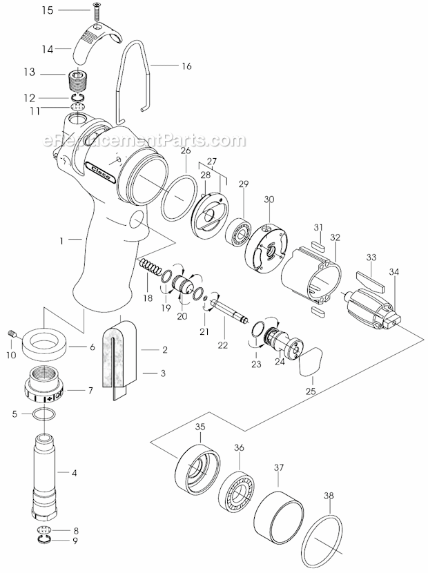 Page A Diagram and Parts List for 20PHL70Q  Cleco Ratchet