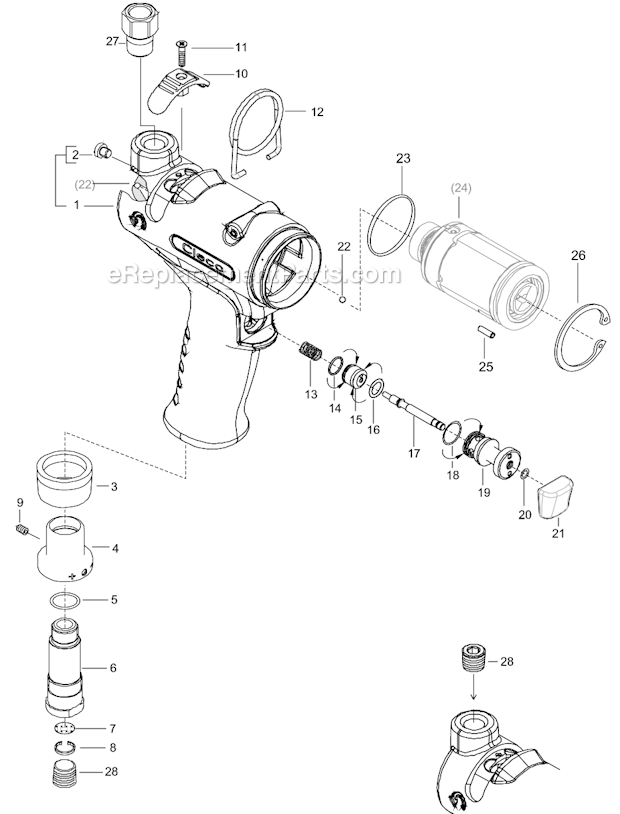 Page B Diagram and Parts List for 20PTHD753  Cleco Ratchet