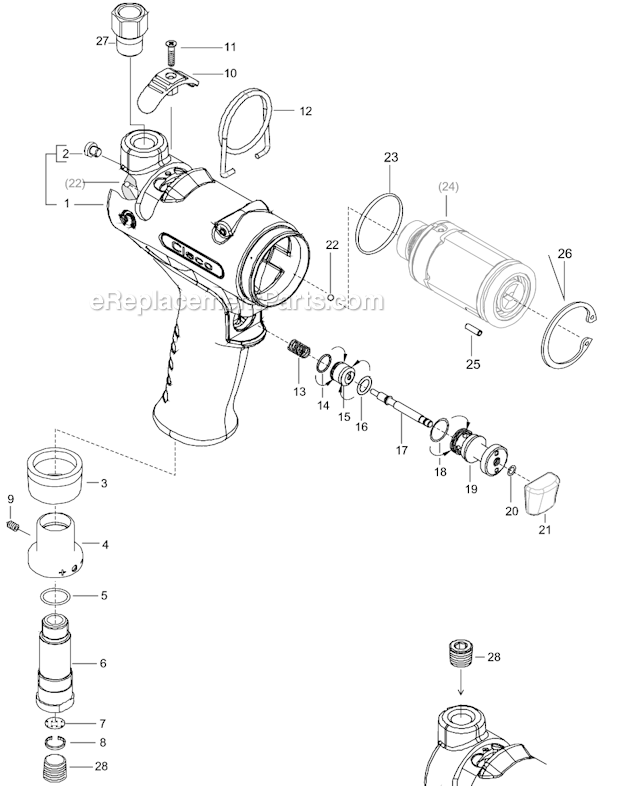 Page B Diagram and Parts List for 20PTHD75Q  Cleco Ratchet