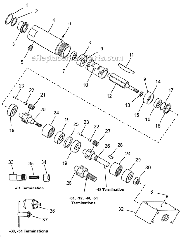 Page A Diagram and Parts List for 21M1002  Cleco Power Motor