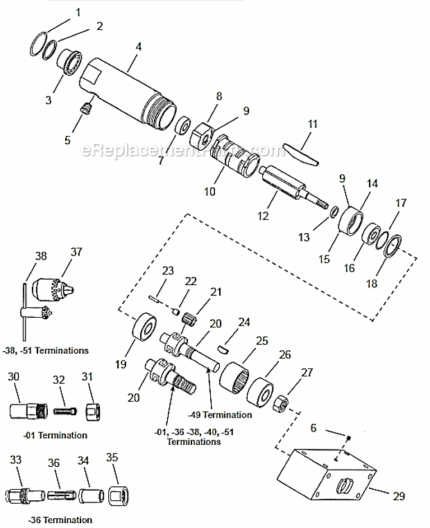 Page A Diagram and Parts List for 21M1500  Cleco Power Motor