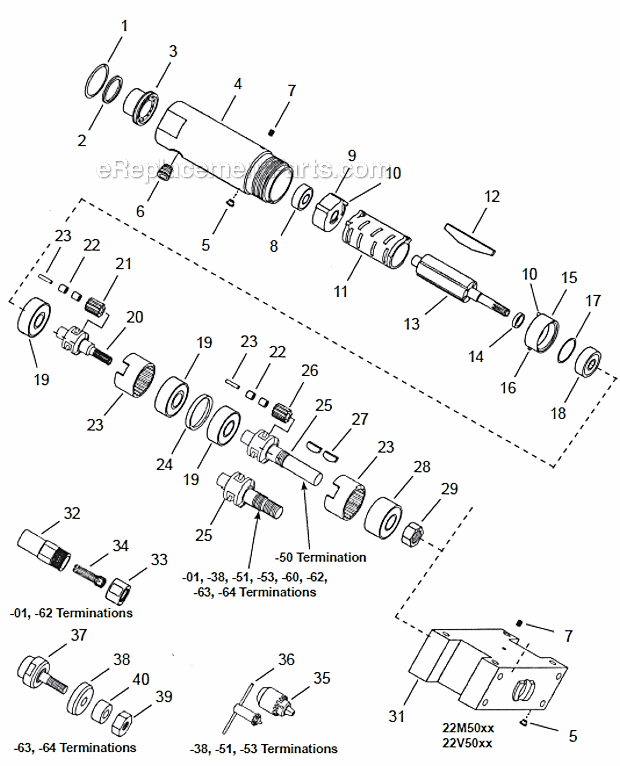 Page A Diagram and Parts List for 22M5041  Cleco Power Motor