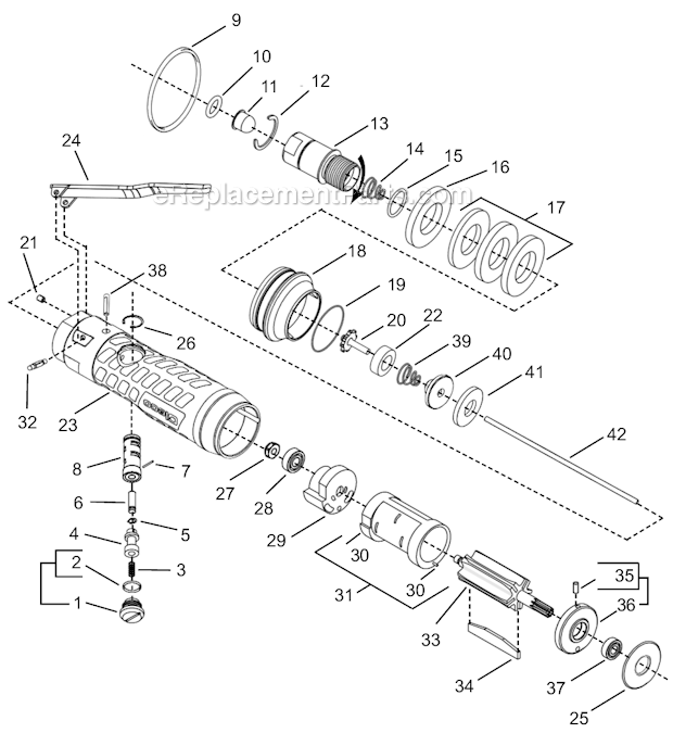 Page A Diagram and Parts List for 24RTA20T2MD00  Cleco Ratchet