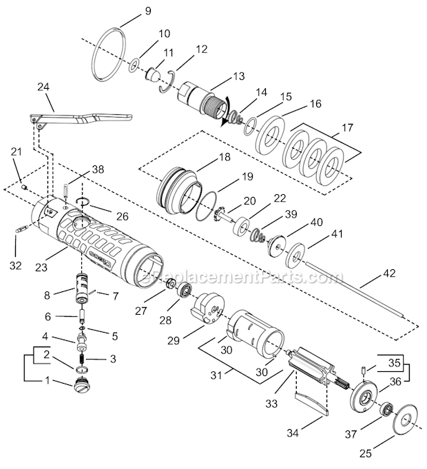 Page A Diagram and Parts List for 24RTA20T2MG00  Cleco Ratchet