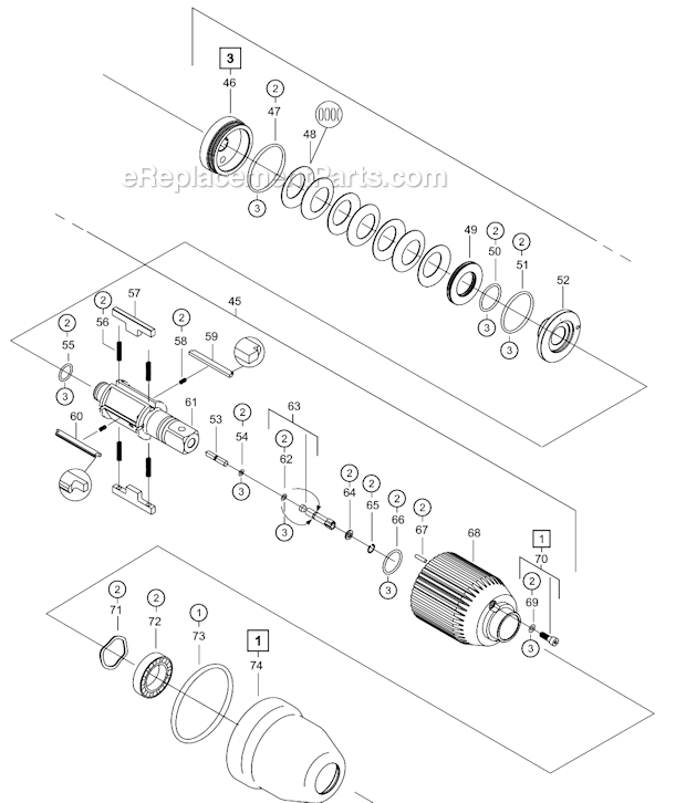 Page B Diagram and Parts List for 250PHF406  Cleco Ratchet