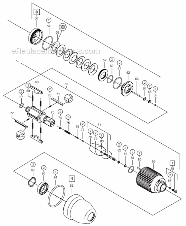 Page B Diagram and Parts List for 250PTHFC226  Cleco Ratchet