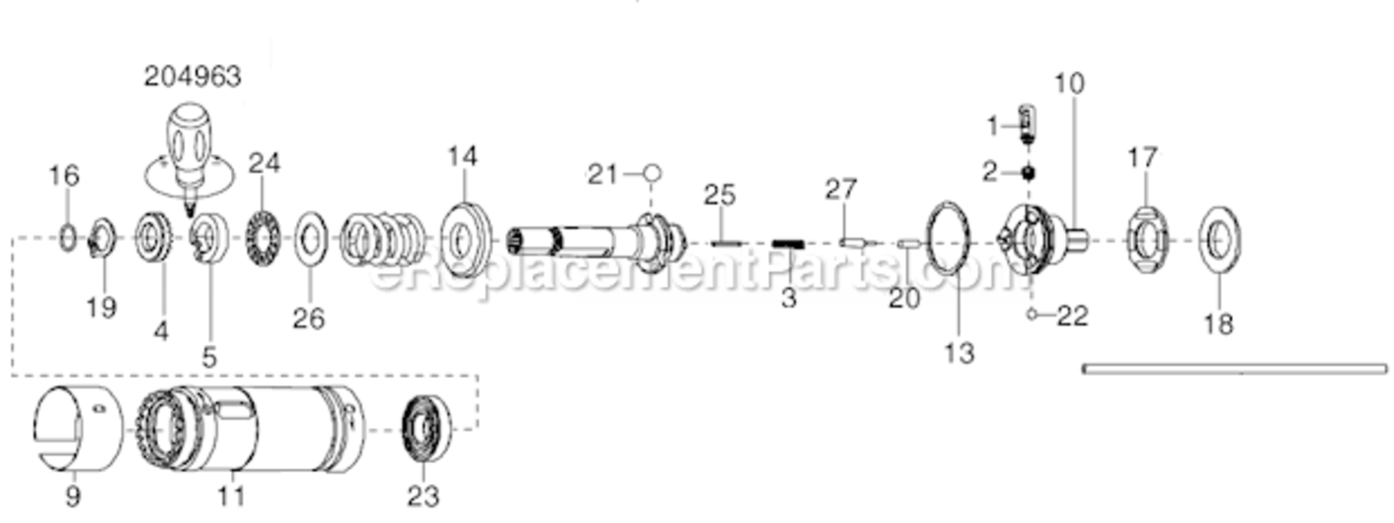 Page D Diagram and Parts List for 34RAA16F1MD00  Cleco Ratchet