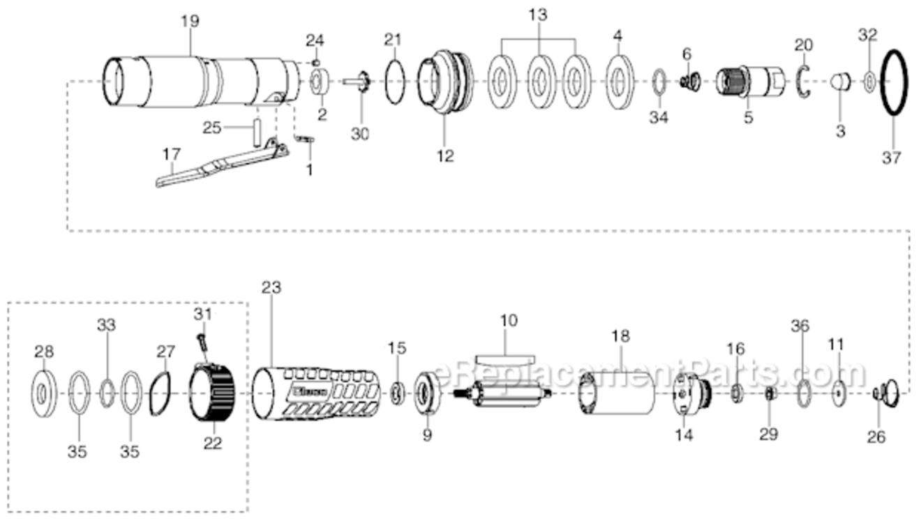 Page E Diagram and Parts List for 34RAA28F1MG00  Cleco Ratchet
