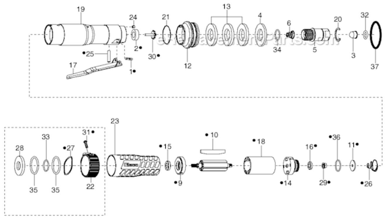 Page F Diagram and Parts List for 34RAA47F2MG00  Cleco Ratchet
