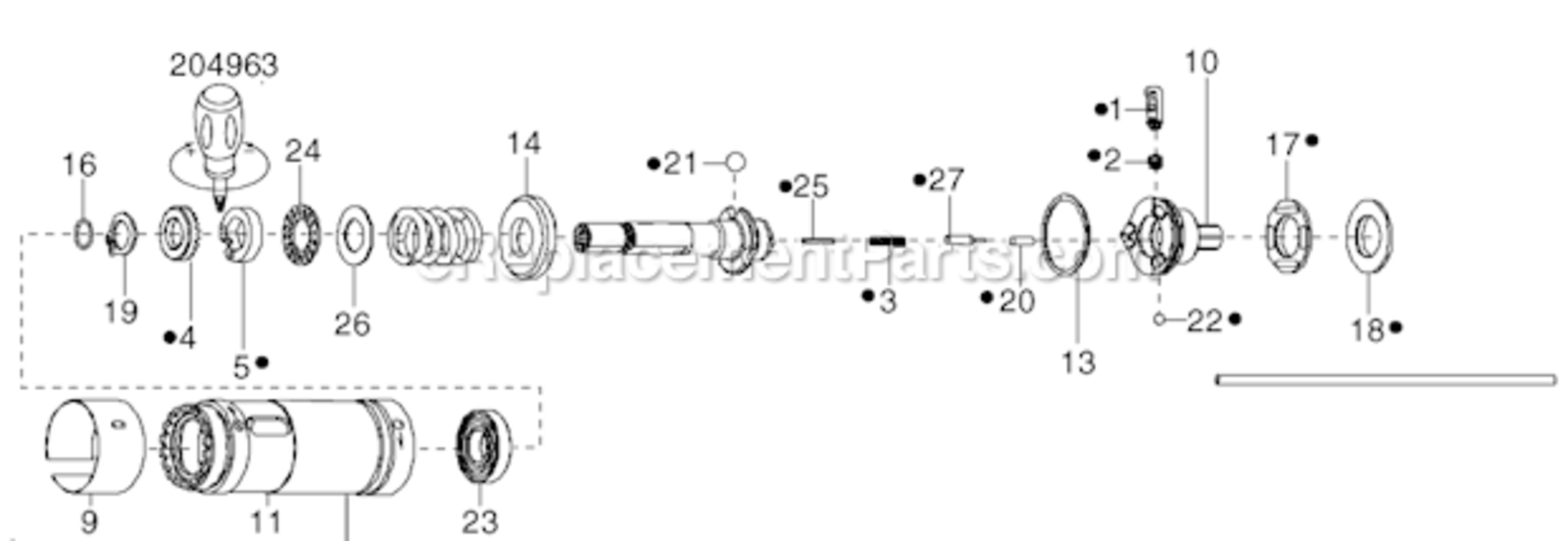 Page E Diagram and Parts List for 34RAA94F3ML00  Cleco Ratchet