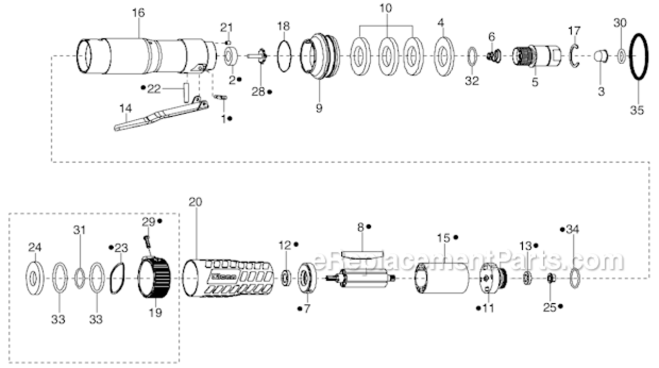 Page E Diagram and Parts List for 34RAS18F1MD00  Cleco Ratchet
