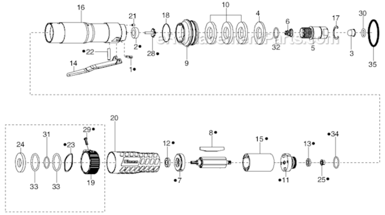 Page F Diagram and Parts List for 34RAS40F2MG00  Cleco Ratchet