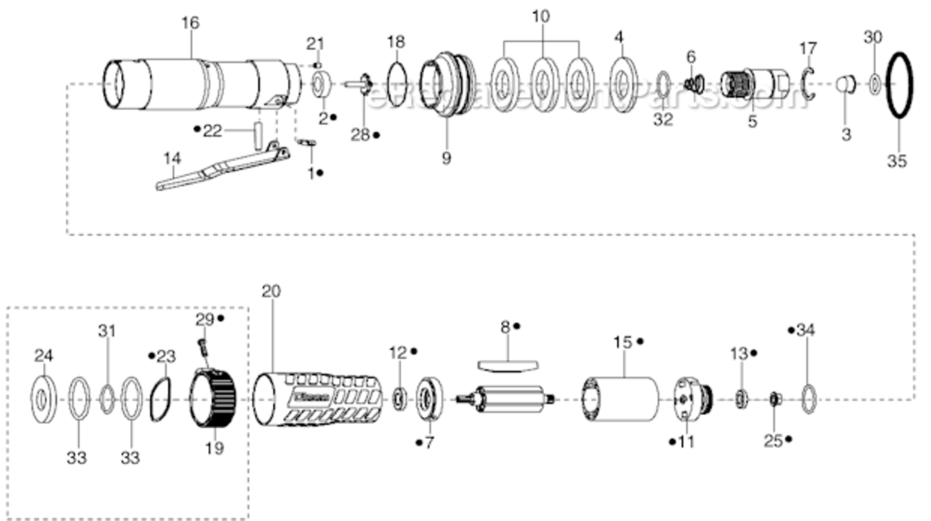 Page F Diagram and Parts List for 34RAS52F2MI00  Cleco Ratchet