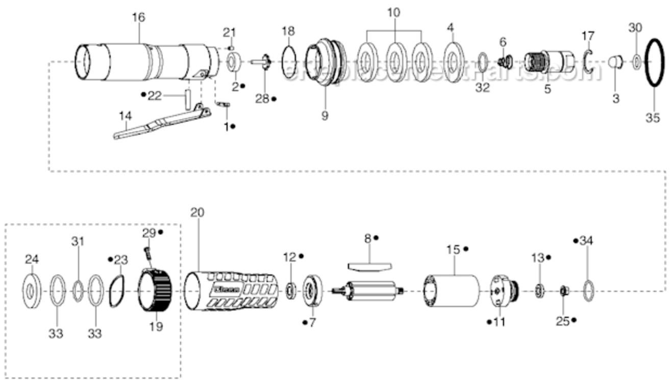 Page F Diagram and Parts List for 34RAS73F3MI00  Cleco Ratchet