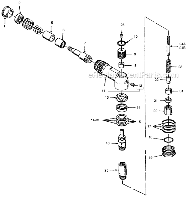 Page A Diagram and Parts List for 34RAS73H3MJT30  Cleco Ratchet