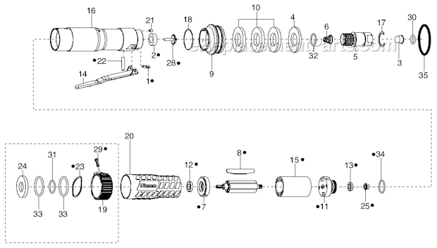 Page F Diagram and Parts List for 34RAS73H3MJT30  Cleco Ratchet