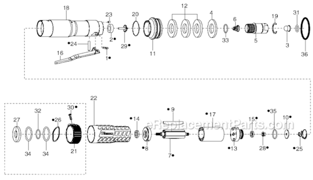 Page E Diagram and Parts List for 34RCA30D1MG01  Cleco Ratchet