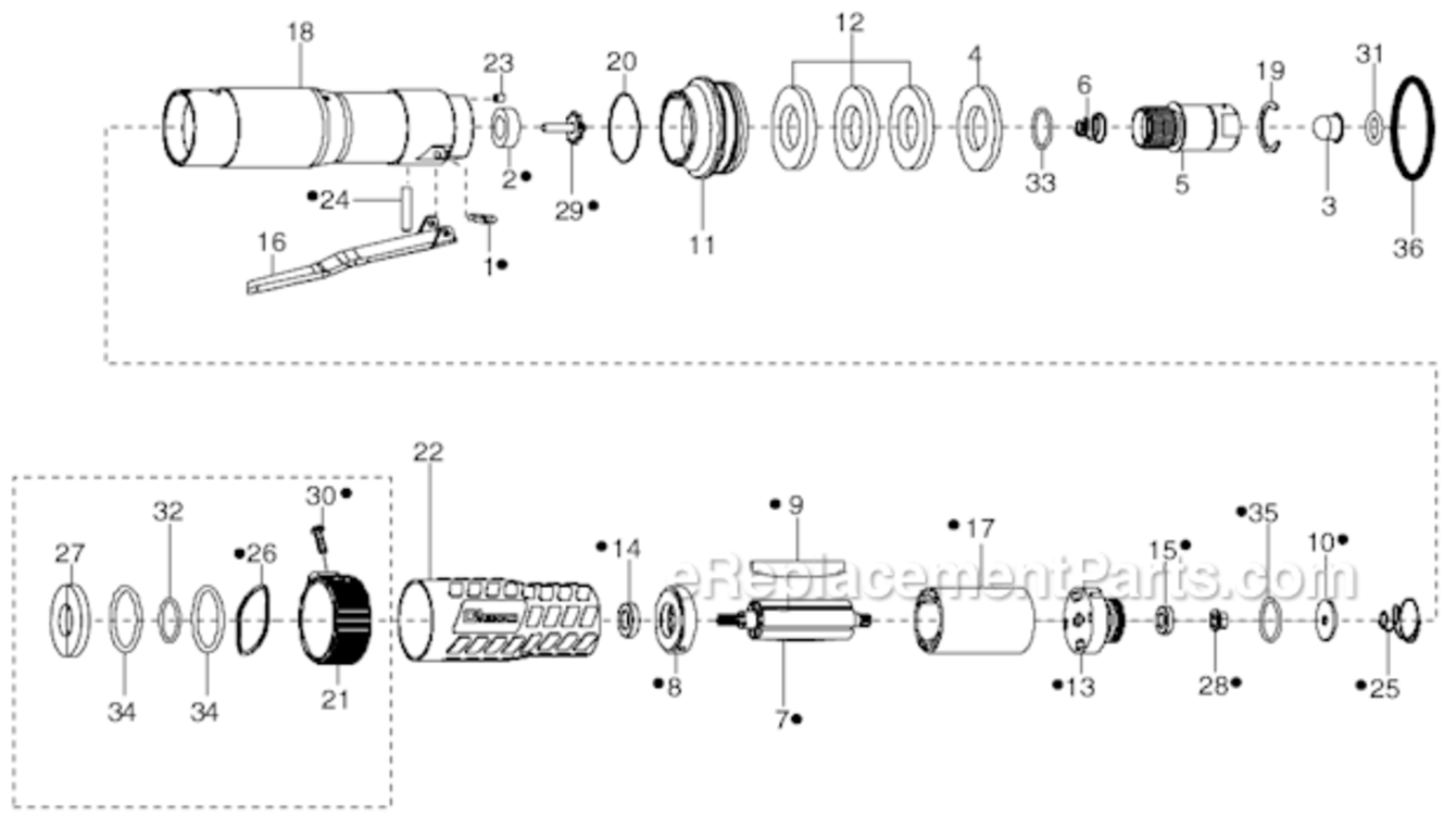 Page E Diagram and Parts List for 34RCA30D3MB01  Cleco Ratchet
