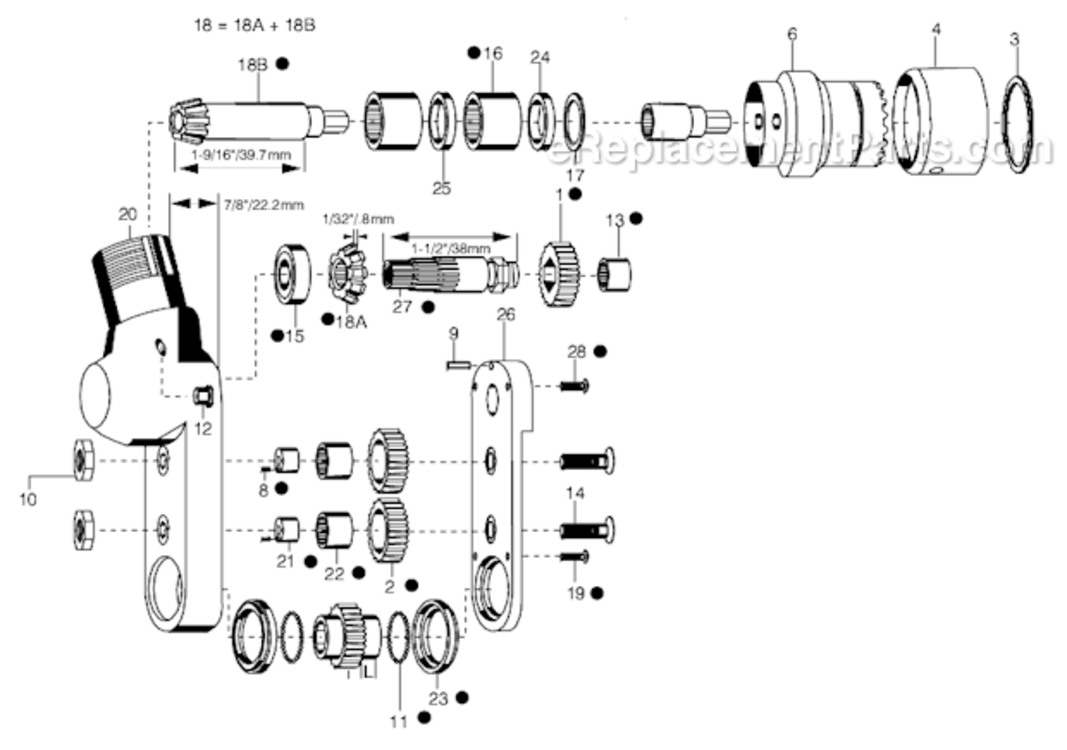 Page A Diagram and Parts List for 34RCA30D3MG01  Cleco Ratchet