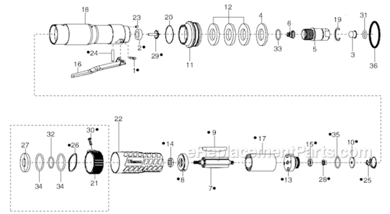 Page E Diagram and Parts List for 34RCA30D3MG01  Cleco Ratchet