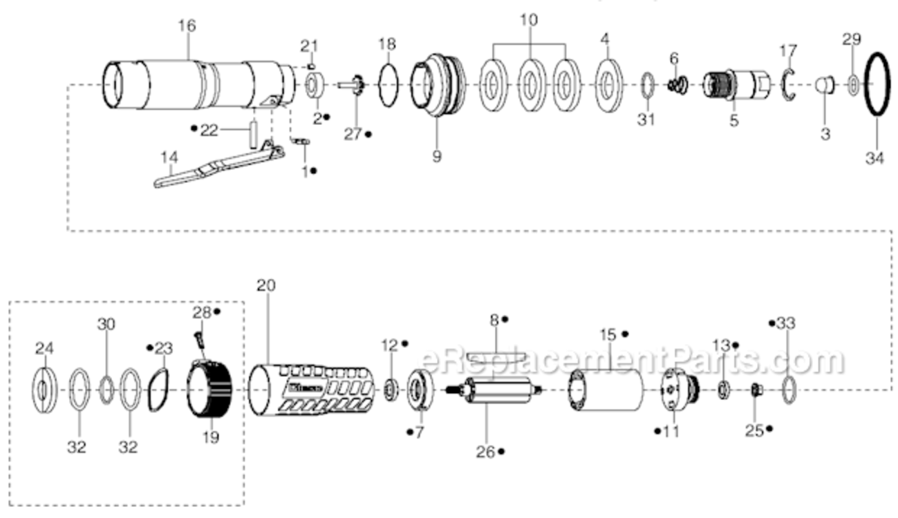 Page D Diagram and Parts List for 34RCS29D1MG01  Cleco Ratchet