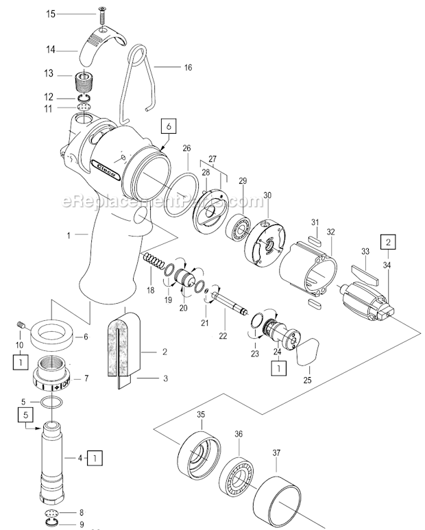 Page A Diagram and Parts List for 35PHL703  Cleco Ratchet
