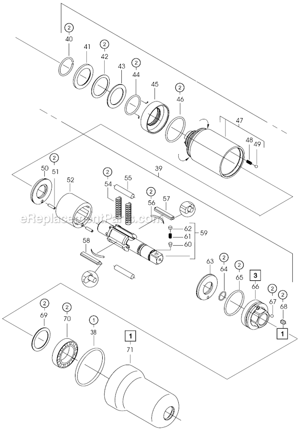 Page B Diagram and Parts List for 35PHL703  Cleco Ratchet