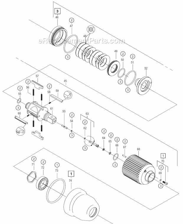 Page B Diagram and Parts List for 400PHF356  Cleco Ratchet
