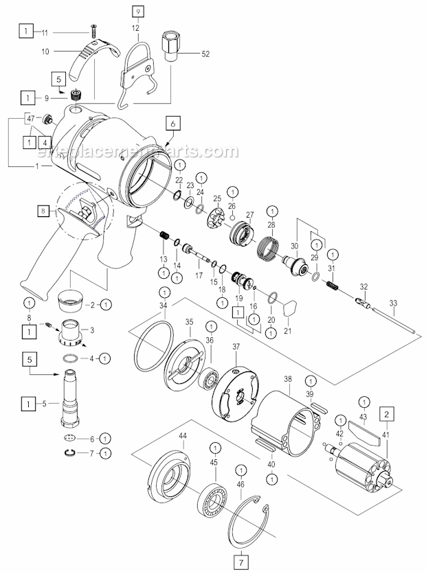 Page A Diagram and Parts List for 400PTHFC206  Cleco Ratchet