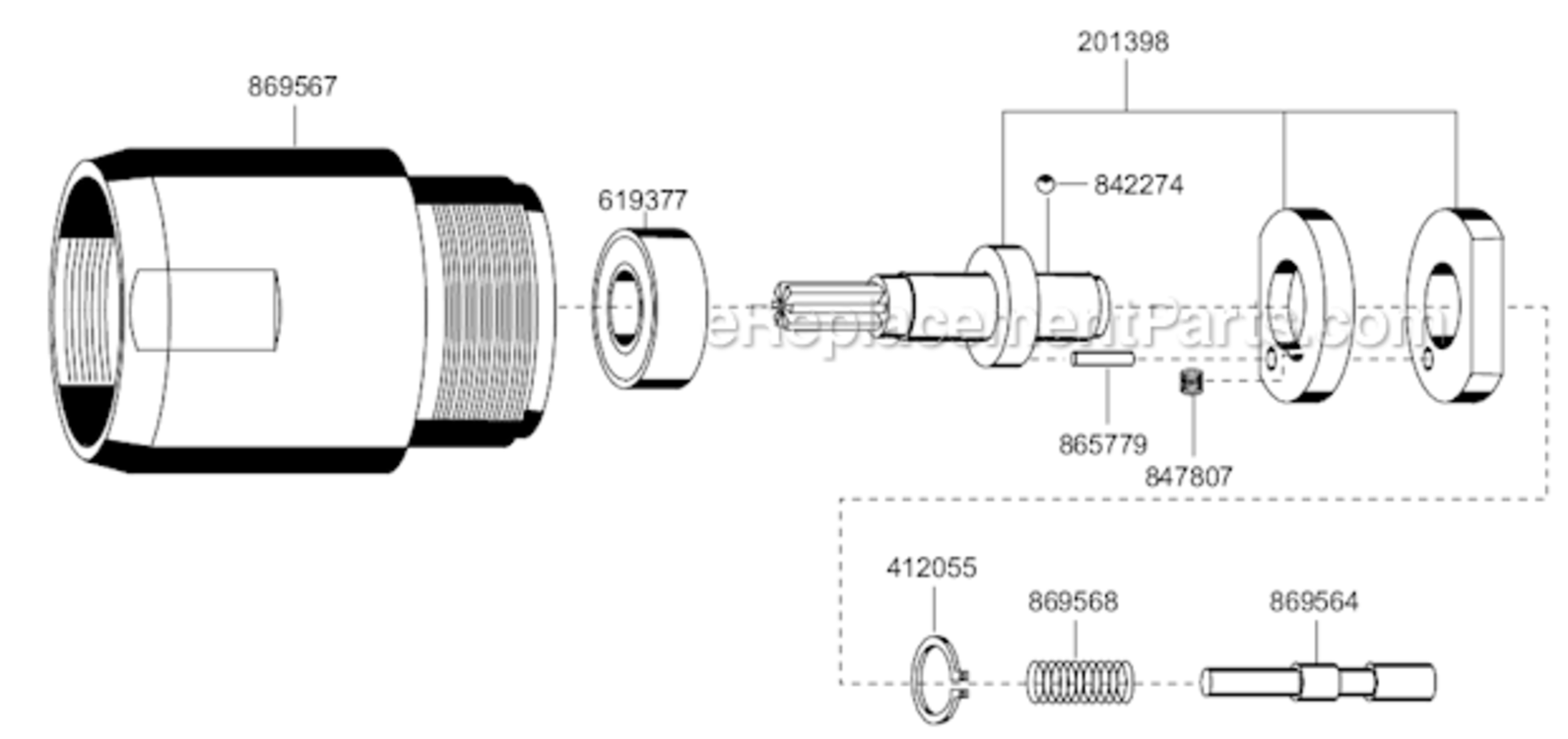 Page C Diagram and Parts List for 45RNAB-2-4  Cleco Ratchet