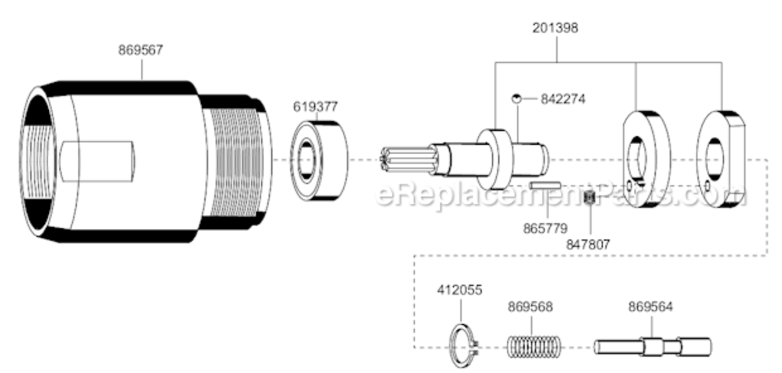 Page B Diagram and Parts List for 45RNAB-4-3  Cleco Ratchet