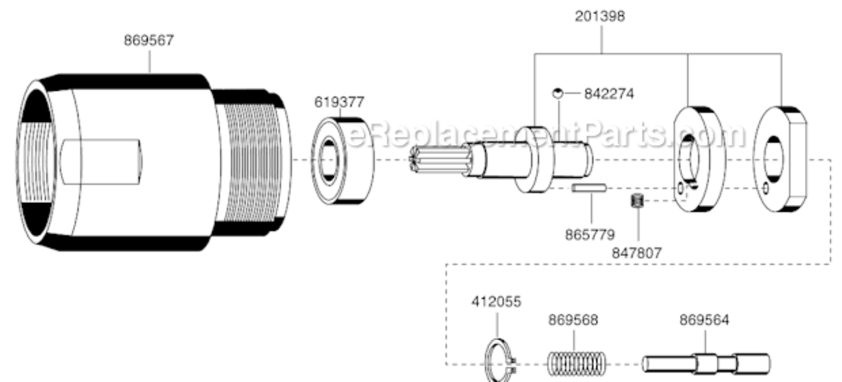 Page D Diagram and Parts List for 45RNB-2T-4  Cleco Ratchet