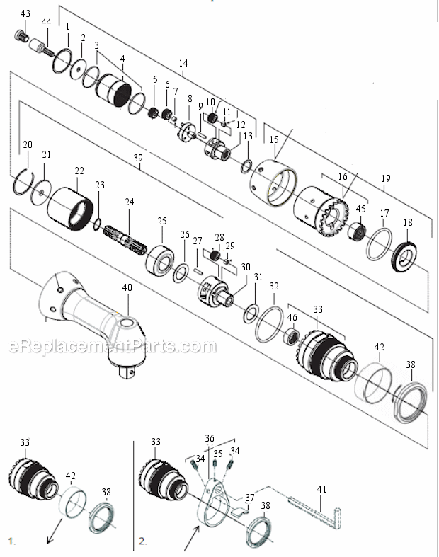 Gear Diagram and Parts List for 47BAXB70AH4  Cleco Ratchet