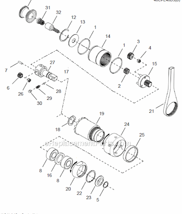 Page D Diagram and Parts List for 48CPE48D3B  Cleco Ratchet