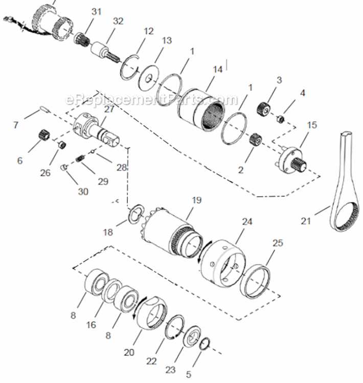 Page D Diagram and Parts List for 48EP25D3B  Cleco Ratchet