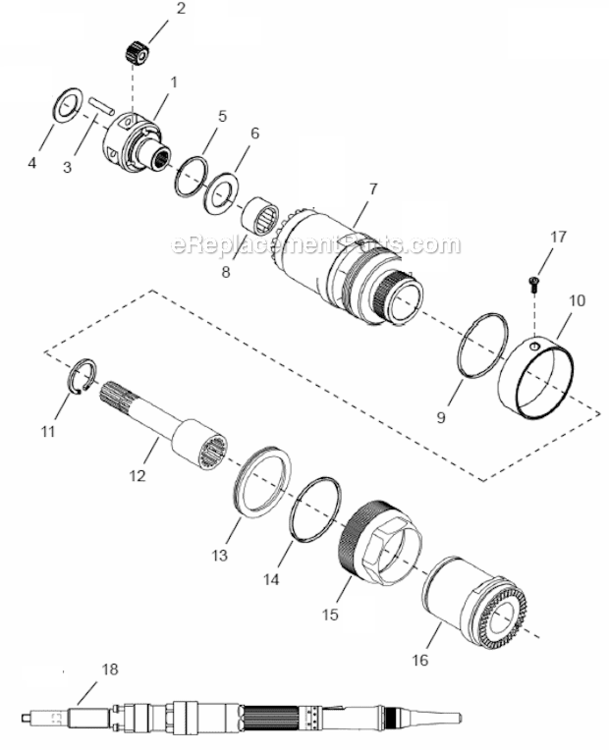 Page D Diagram and Parts List for 48ESE1502ZA  Cleco Ratchet