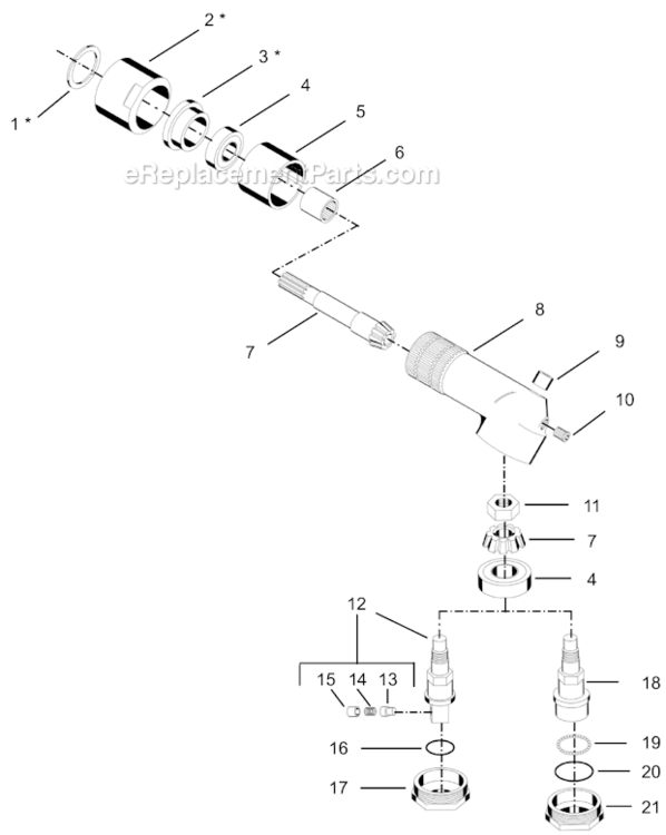 Page K Diagram and Parts List for 55NL-3T-4  Cleco Ratchet
