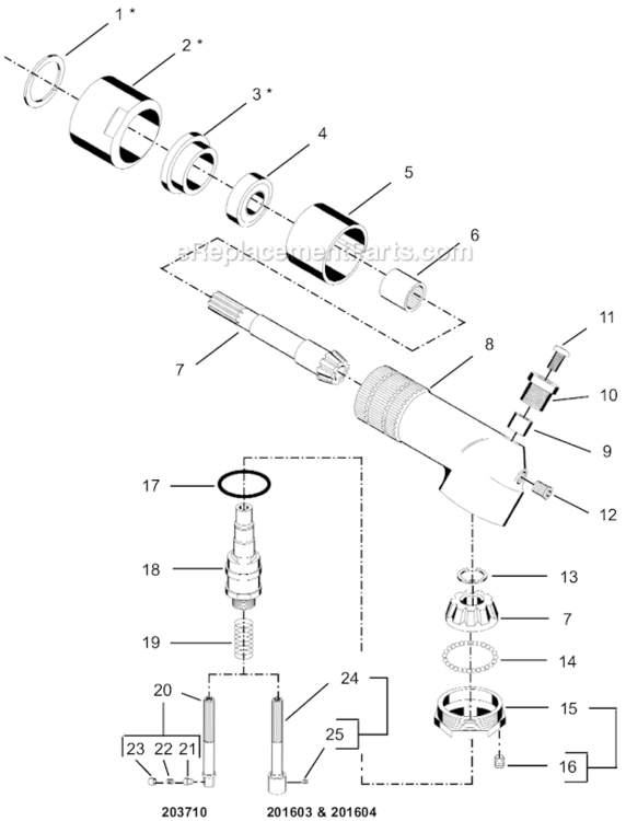 Page M Diagram and Parts List for 55NL-3T-4  Cleco Ratchet