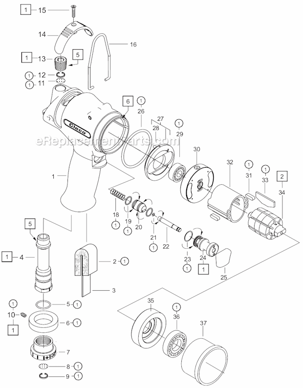 Page A Diagram and Parts List for 55PHL604  Cleco Ratchet