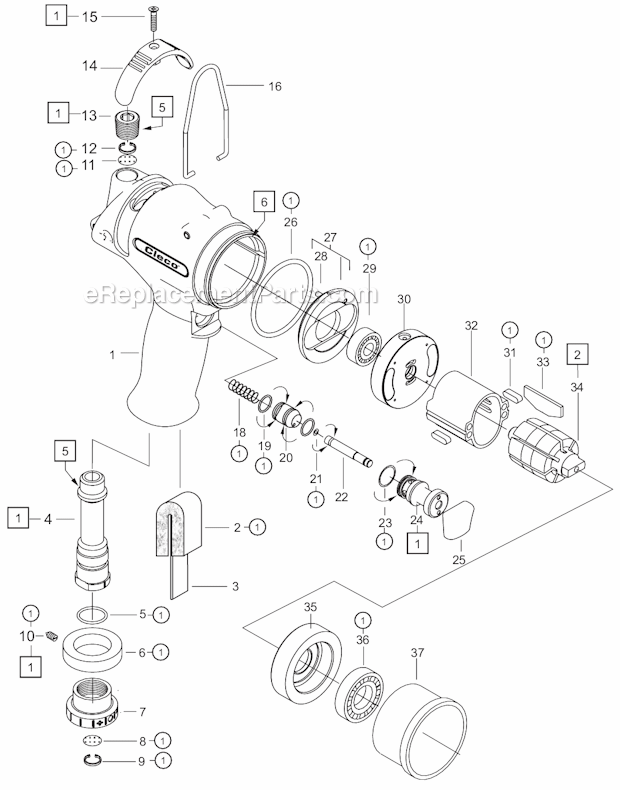 Page A Diagram and Parts List for 55PHL60Q  Cleco Ratchet