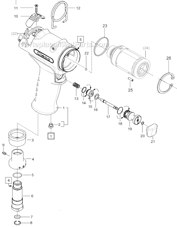 Page A Diagram and Parts List for 55PTHD603  Cleco Ratchet
