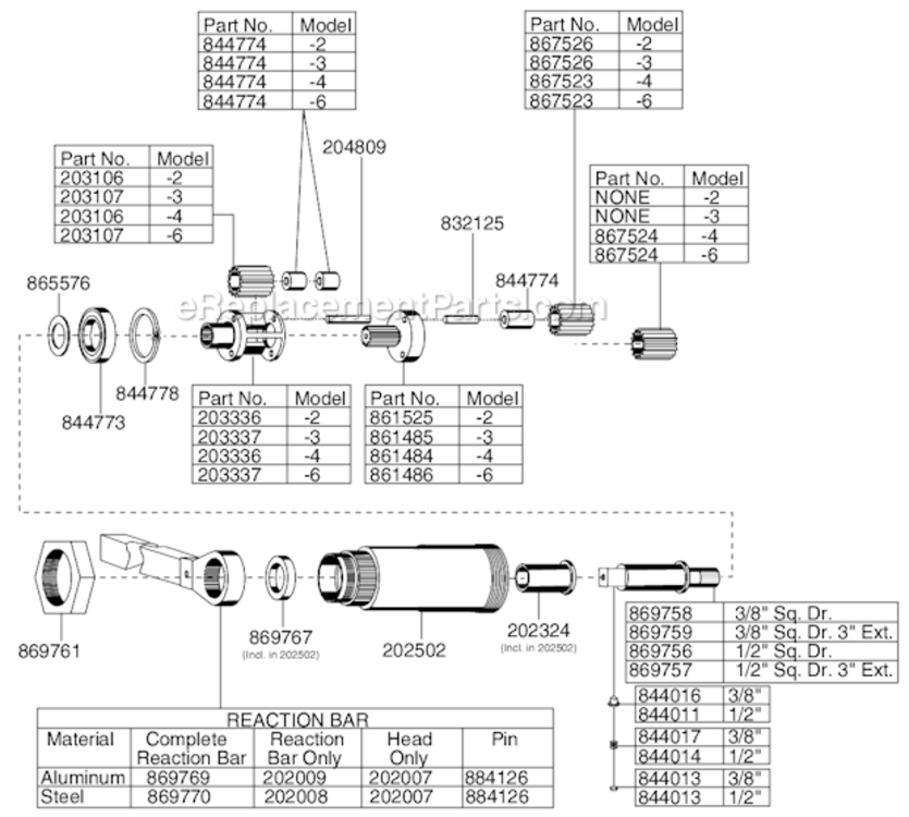 Page A Diagram and Parts List for 55RNAL-3-4  Cleco Ratchet
