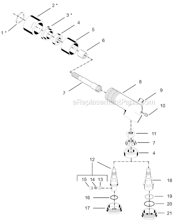 Page K Diagram and Parts List for 55RNL-2T-4  Cleco Ratchet