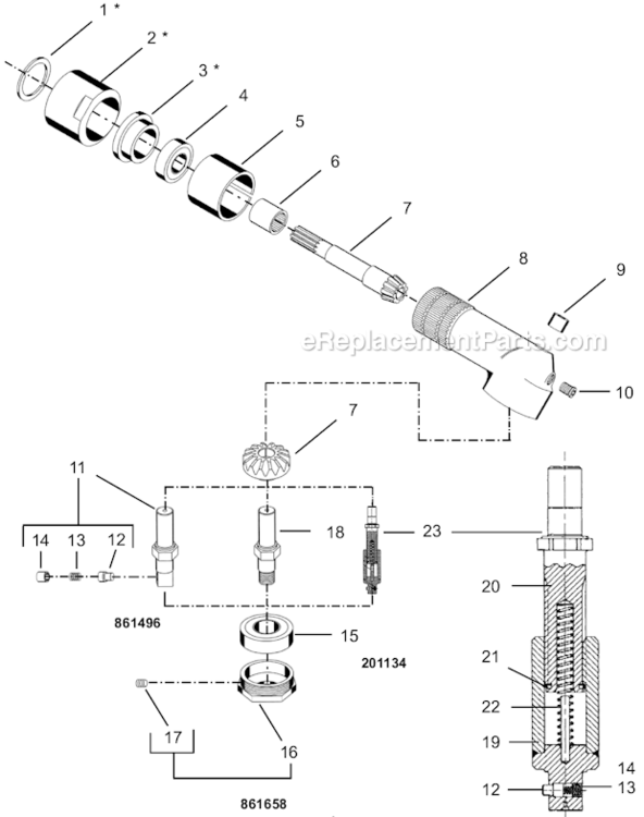 Page L Diagram and Parts List for 55RNL-2T-4  Cleco Ratchet