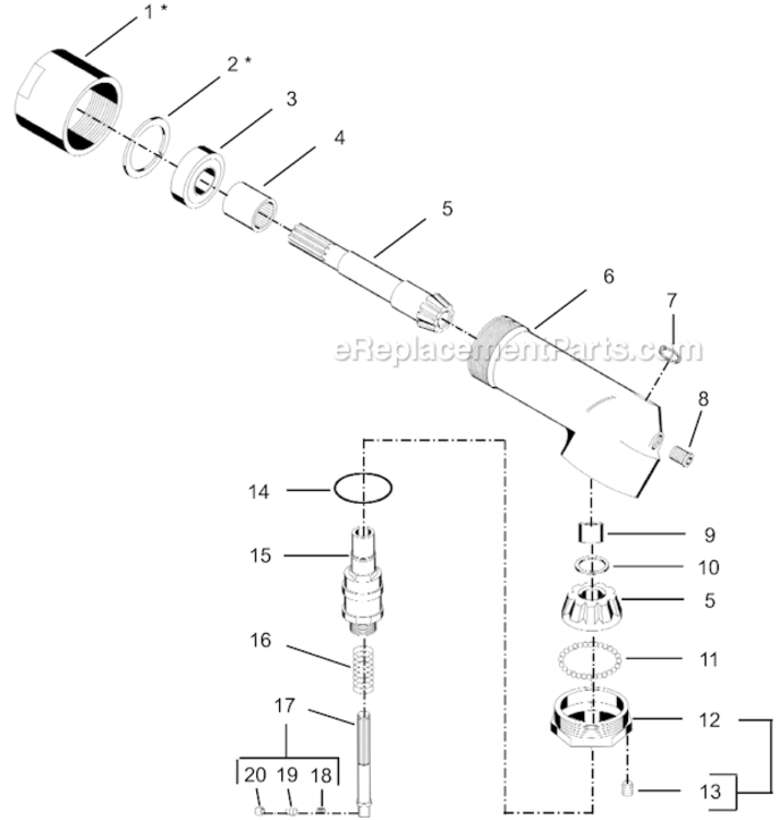 Page N Diagram and Parts List for 55RNL-2T-4  Cleco Ratchet
